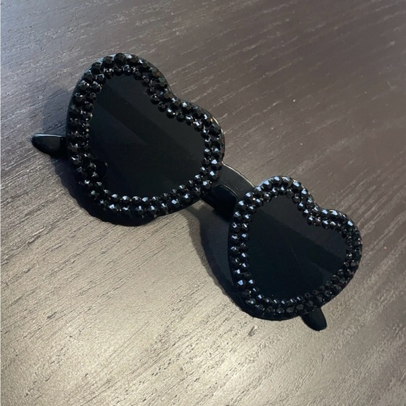 Black Bling Rhinestone Sunglasses. Handmade! Custom Sunglasses - Picture 4 of 6